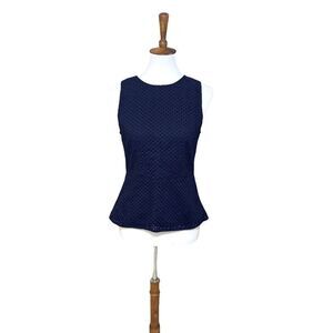 GAP navy eyelett peplum sleeveless top xs